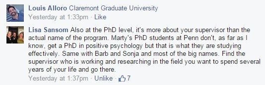 PhD programs in positive psychology facebook